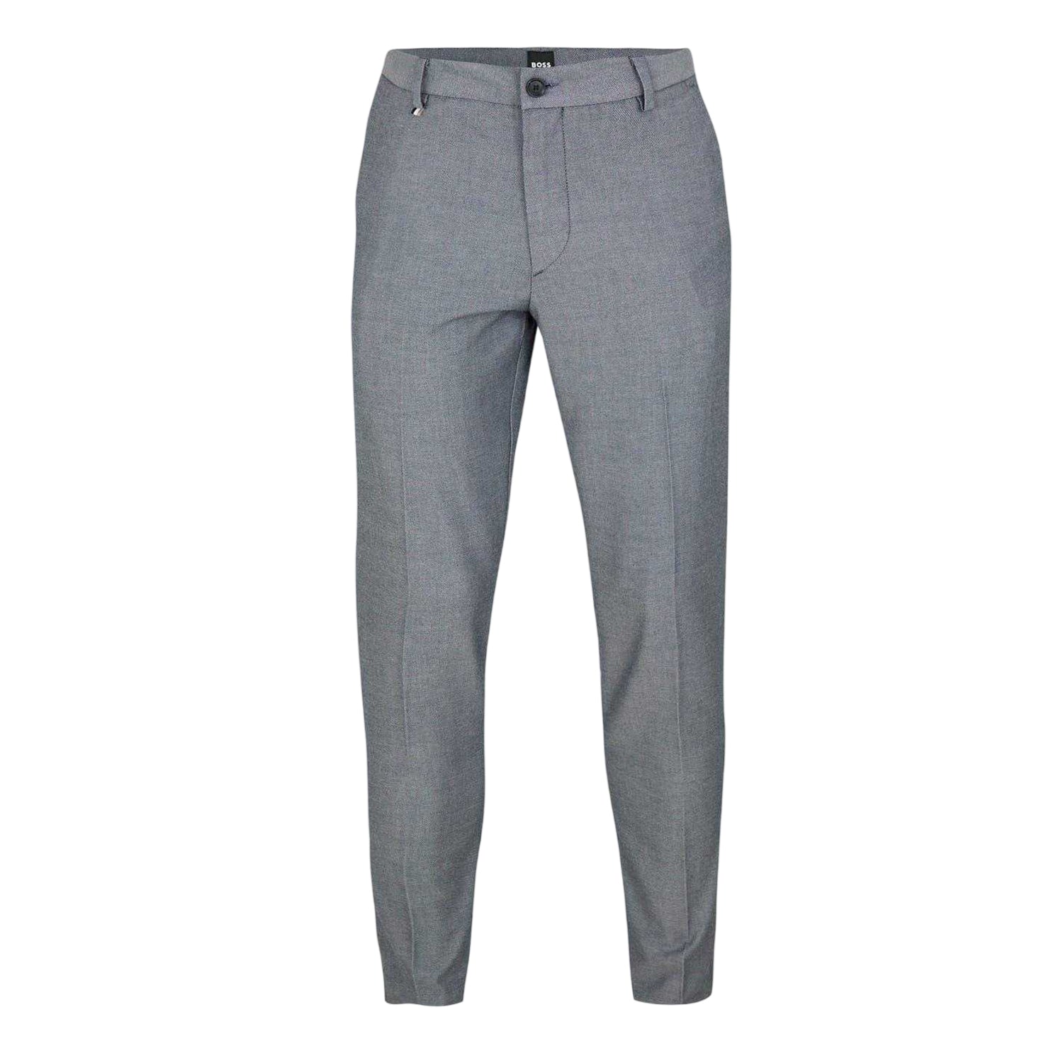 Dark Blue - Front - Boss Mens Kane Plain Straight Leg Trousers