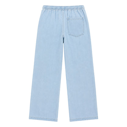Blue - Back - Guess Womens-Ladies Denim Wide Leg Joggers