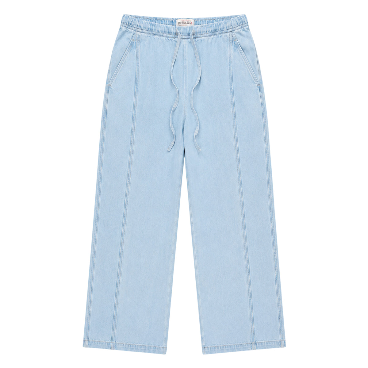 Blue - Front - Guess Womens-Ladies Denim Wide Leg Joggers