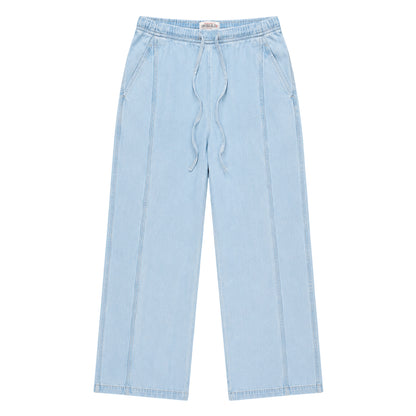 Blue - Front - Guess Womens-Ladies Denim Wide Leg Joggers