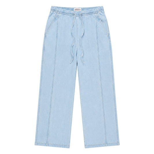 Blue - Front - Guess Womens-Ladies Denim Wide Leg Joggers