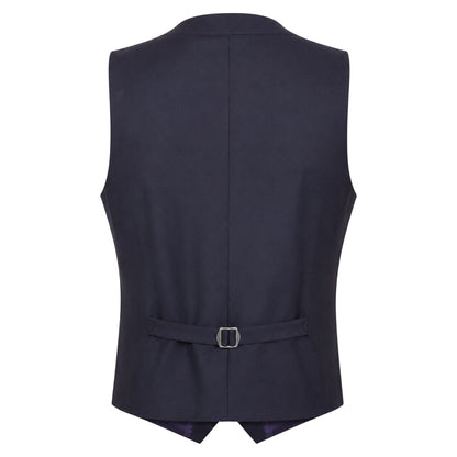 Navy - Back - Boss Mens L-Harversvest Tailored Waistcoat