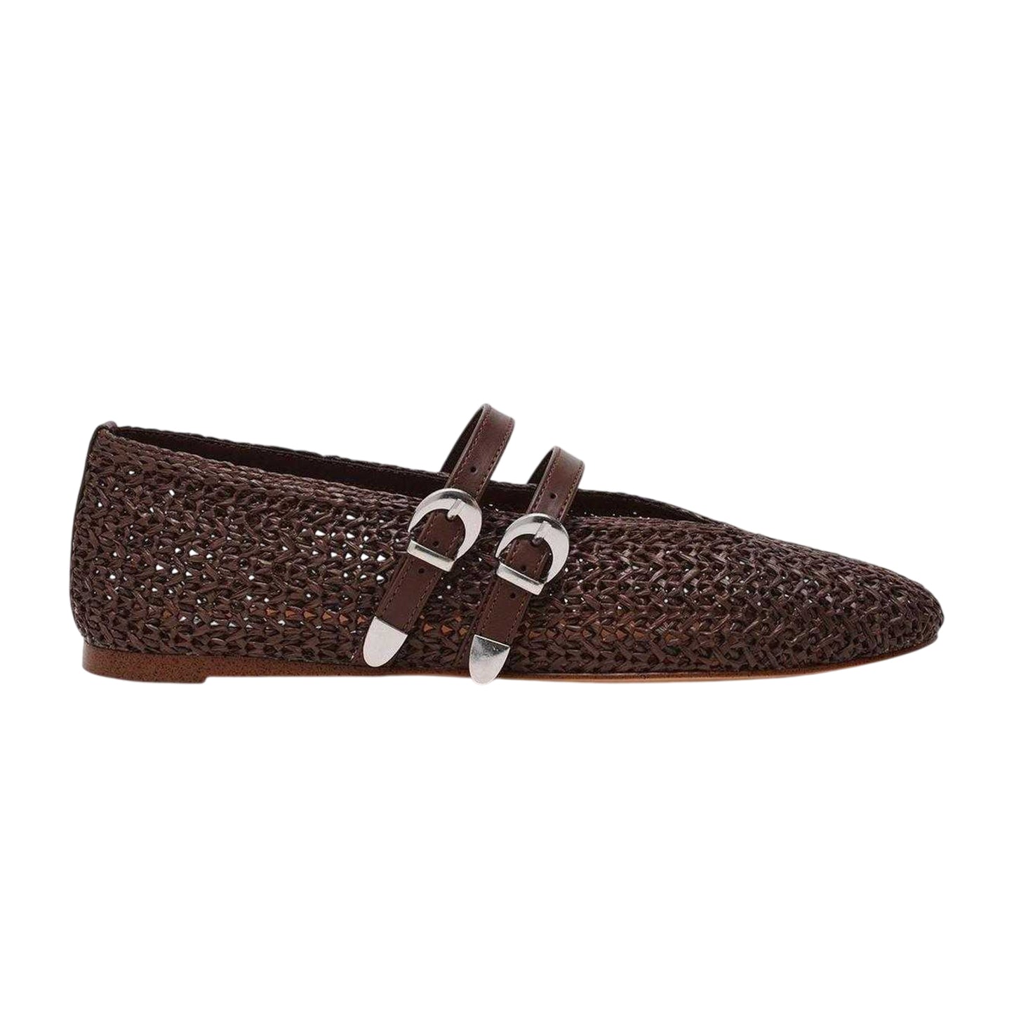 Brown - Front - Steve Madden Womens-Ladies Double Strap Ballet Flats