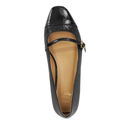 Black - Side - Dune London Womens-Ladies Lo Hibiski Snake Print Flat Mary Janes