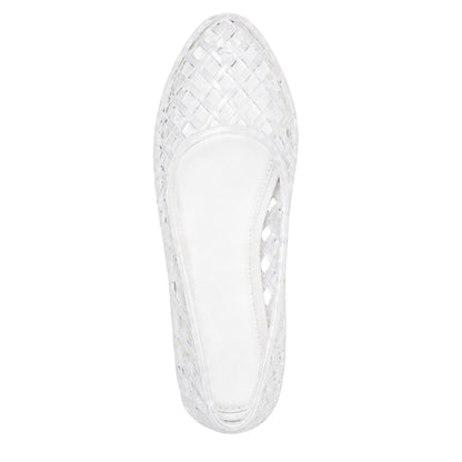White - Back - Where´s That From Womens-Ladies Clear Jelly Ballet Flats