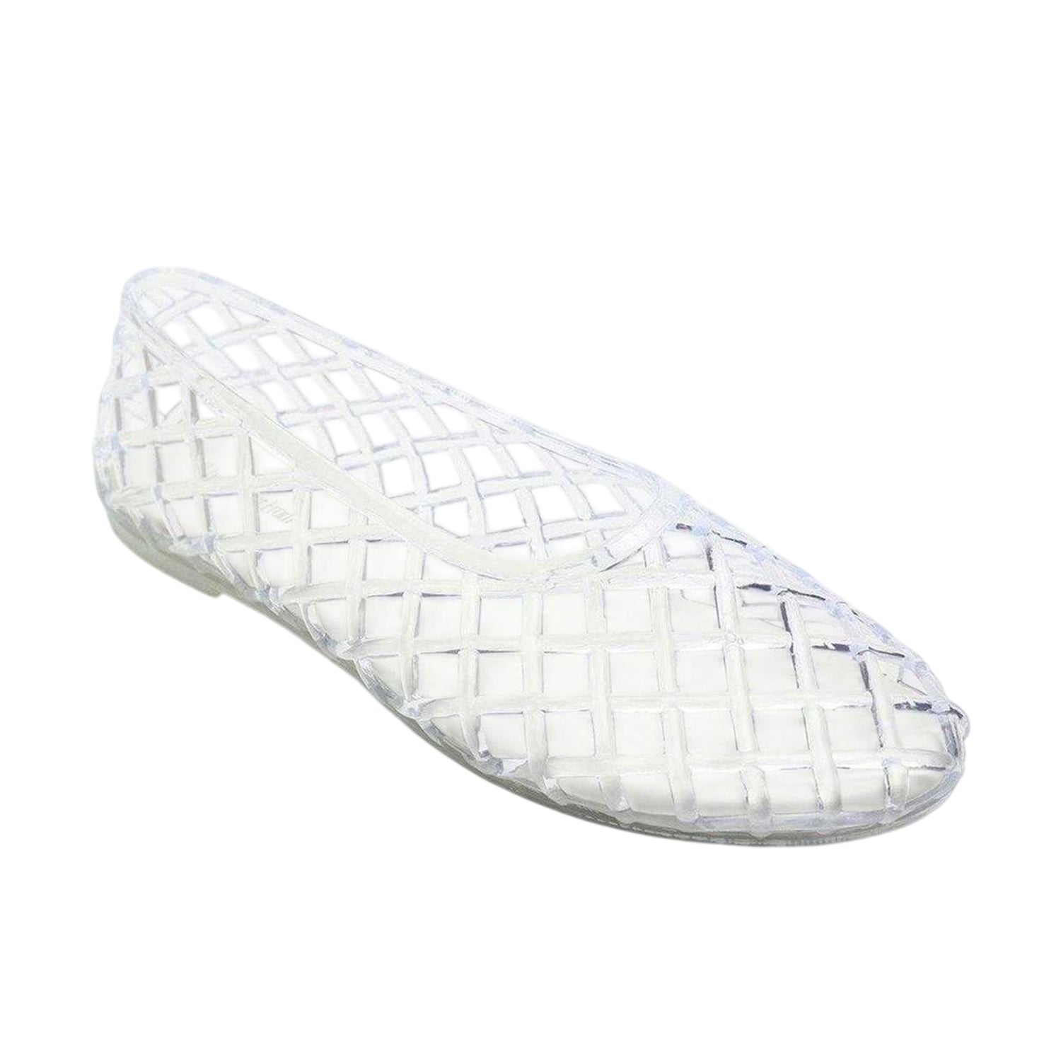 White - Side - Where´s That From Womens-Ladies Clear Jelly Ballet Flats