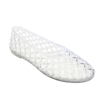 White - Side - Where´s That From Womens-Ladies Clear Jelly Ballet Flats