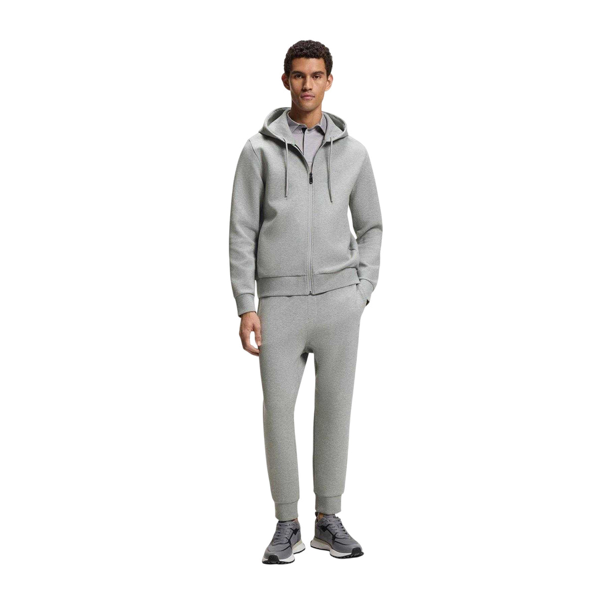 Silver - Lifestyle - Boss Mens Saggy Logo Full Zip Hoodie