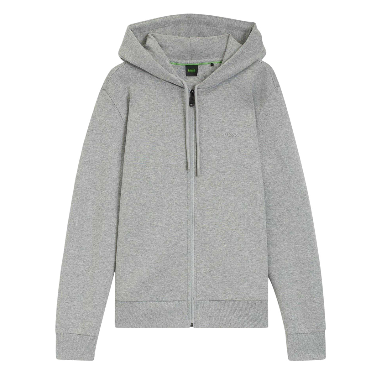 Silver - Front - Boss Mens Saggy Logo Full Zip Hoodie