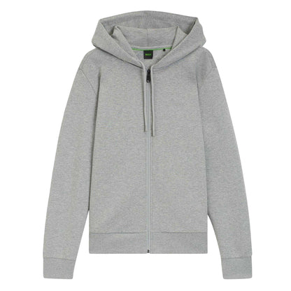 Silver - Front - Boss Mens Saggy Logo Full Zip Hoodie