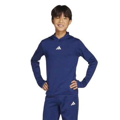 Dark Blue - Side - Adidas Childrens-Kids Logo Hoodie