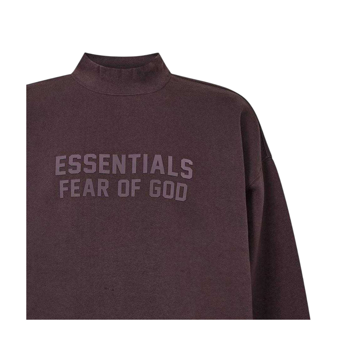 Plum - Side - Fear Of God Essentials Mens Logo Crew Neck Sweatshirt