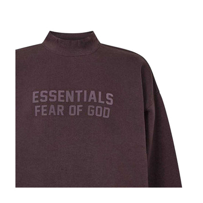 Plum - Side - Fear Of God Essentials Mens Logo Crew Neck Sweatshirt