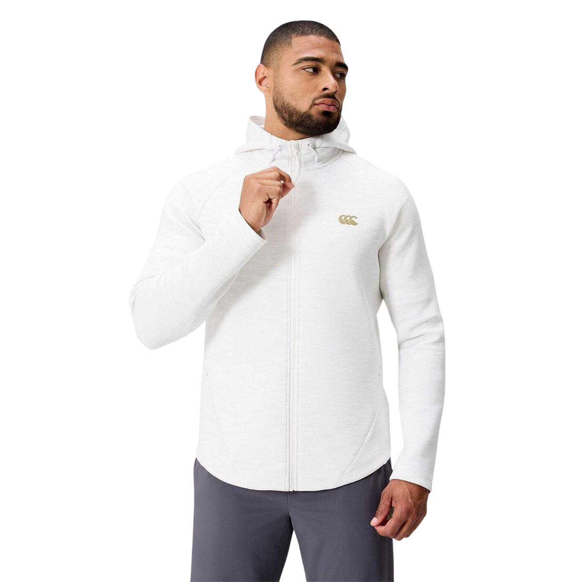 White Marl - Side - Canterbury Mens Everest Regular Raglan Full Zip Hoodie
