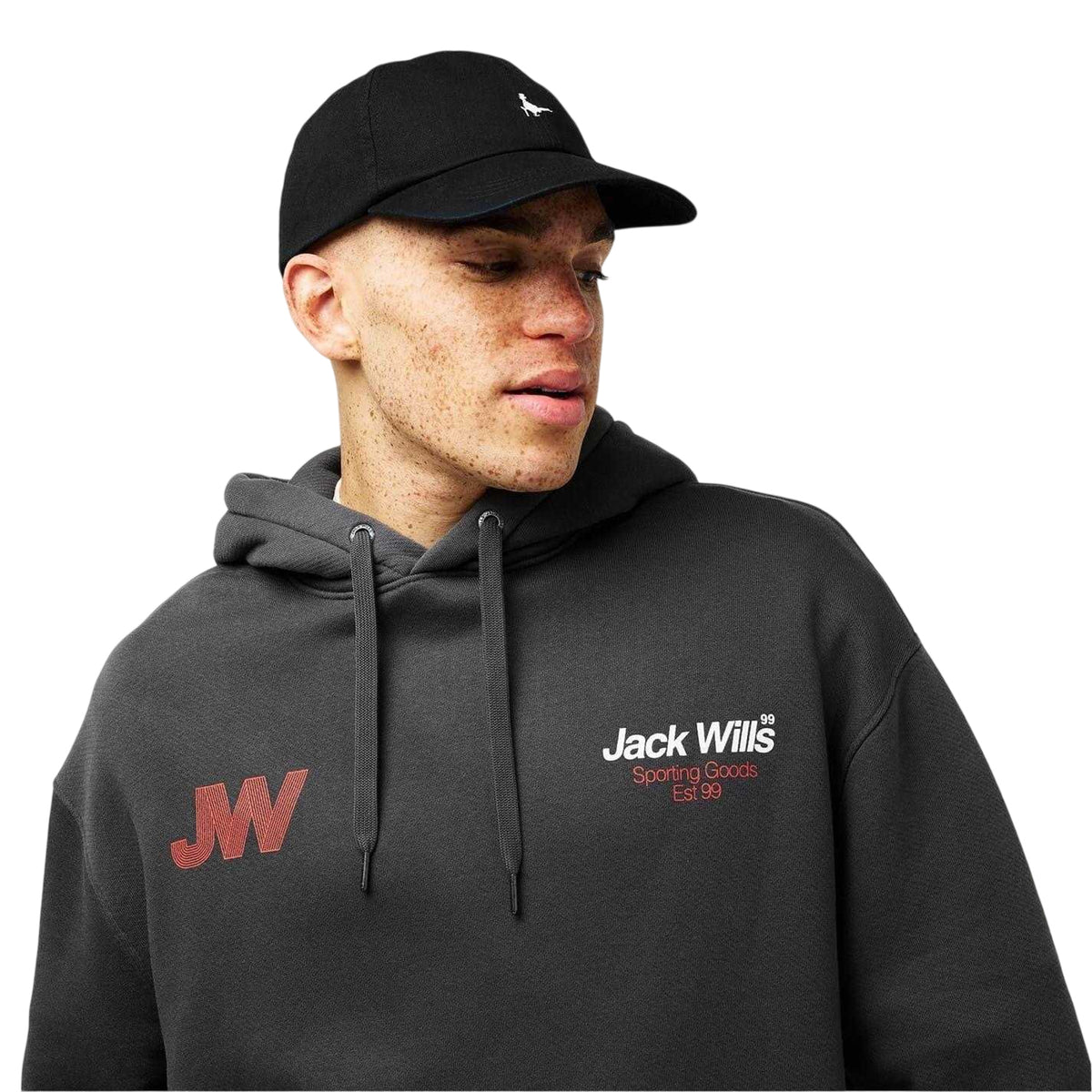 Forged Iron - Side - Jack Wills Mens Lettering Relaxed Fit Hoodie