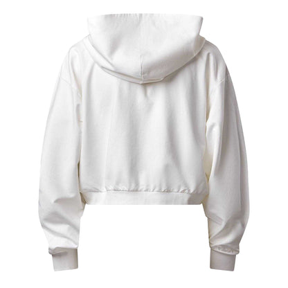 Cream - Back - Gym King Womens-Ladies Victory Relaxed Fit Crop Hoodie
