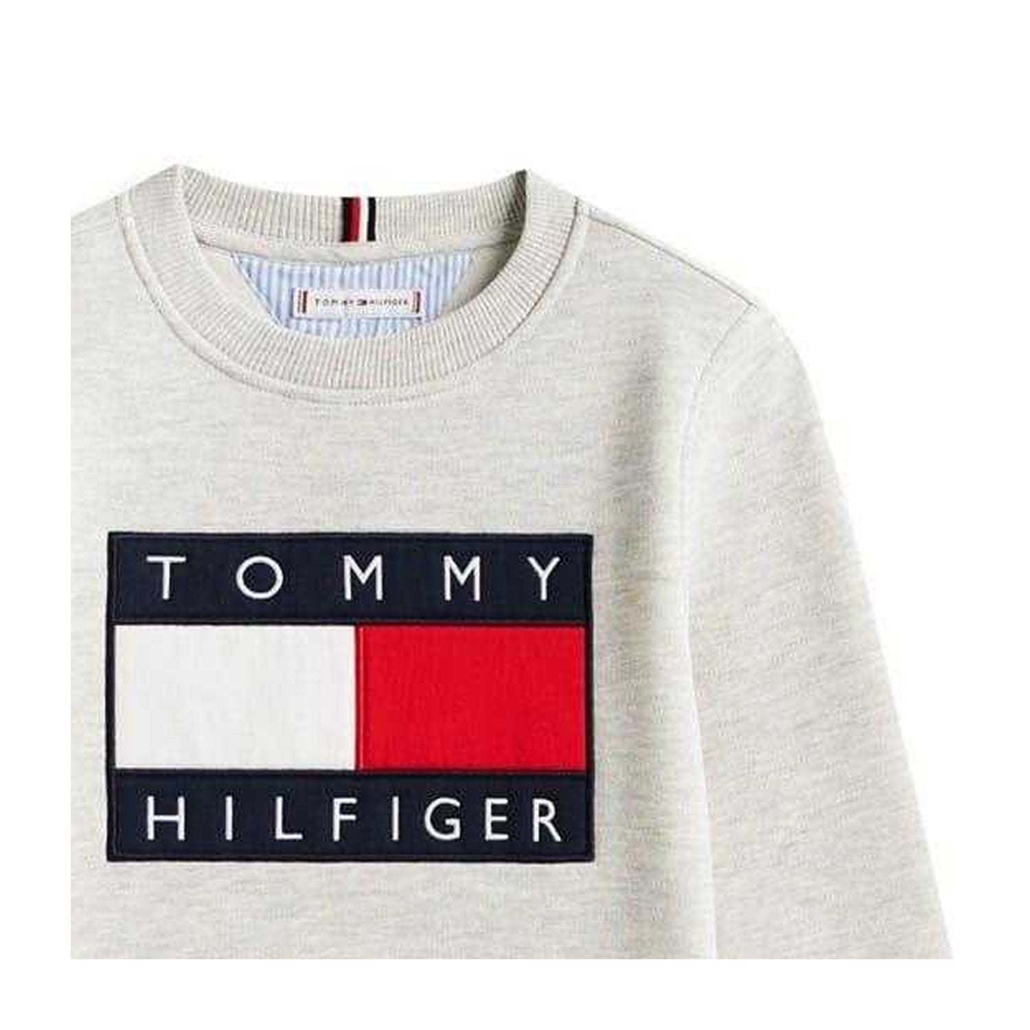 Light Grey - Side - Tommy Hilfiger Childrens-Kids Heritage Embroidered Crew Neck Sweatshirt
