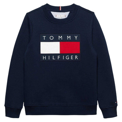 Night Navy - Front - Tommy Hilfiger Childrens-Kids Heritage Embroidered Crew Neck Sweatshirt