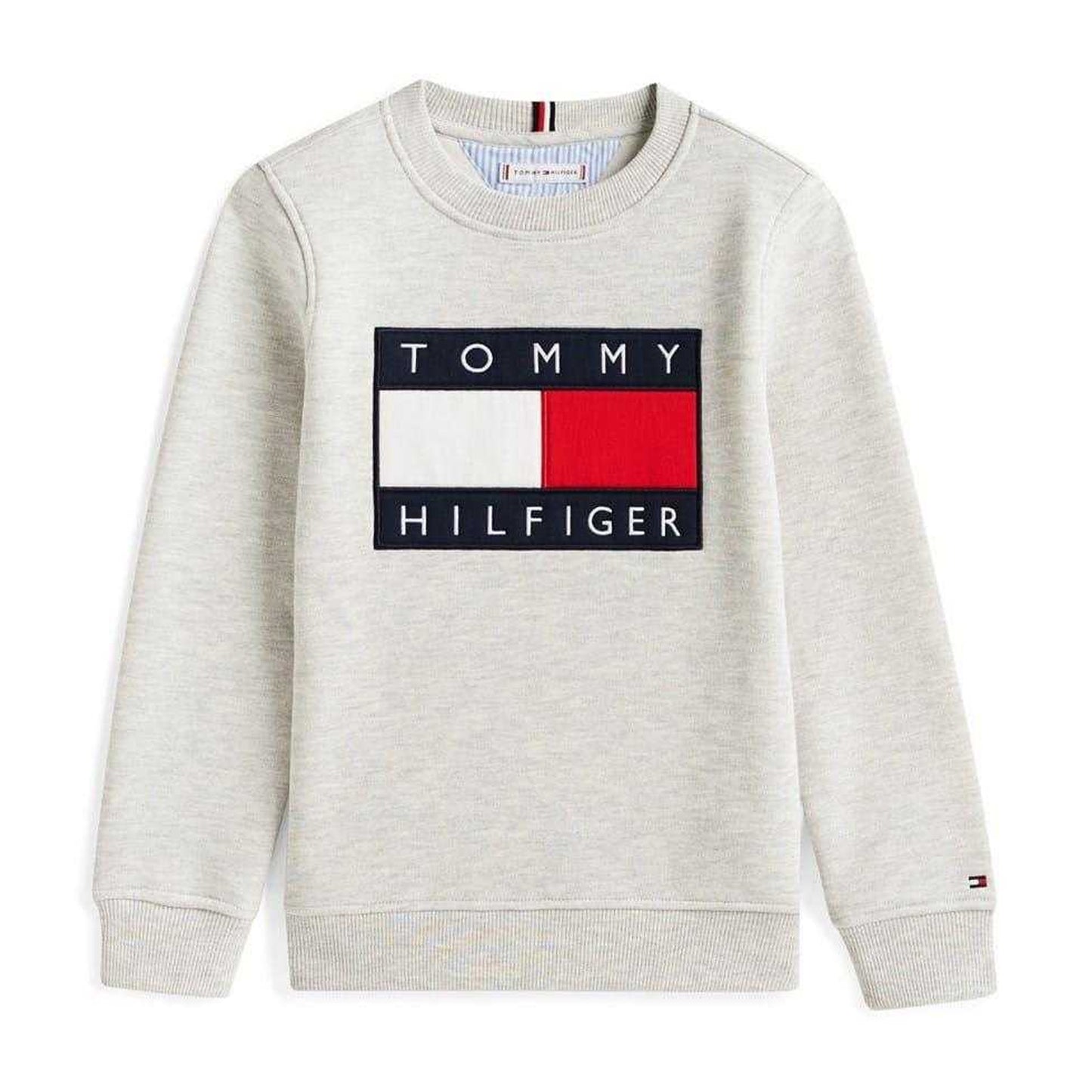 Light Grey - Front - Tommy Hilfiger Childrens-Kids Heritage Embroidered Crew Neck Sweatshirt