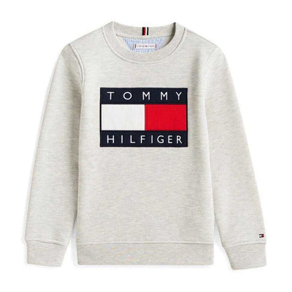 Light Grey - Front - Tommy Hilfiger Childrens-Kids Heritage Embroidered Crew Neck Sweatshirt