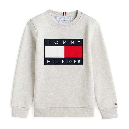 Light Grey - Front - Tommy Hilfiger Childrens-Kids Heritage Embroidered Crew Neck Sweatshirt