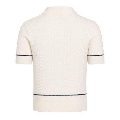 Tofu - Back - Calvin Klein Womens-Ladies Cable Knit Cotton Polo Shirt