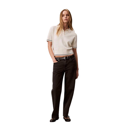 Tofu - Lifestyle - Calvin Klein Womens-Ladies Cable Knit Cotton Polo Shirt