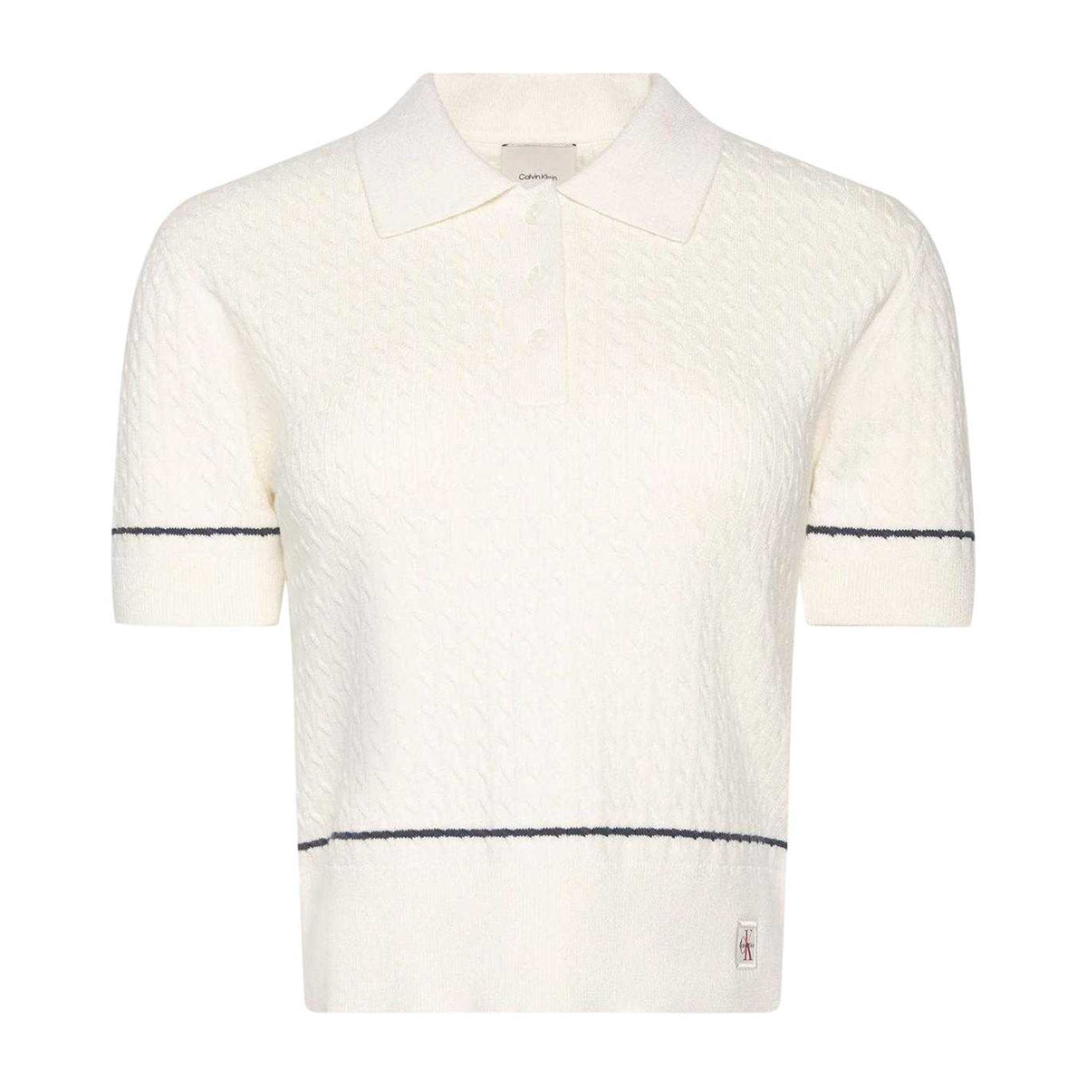 Tofu - Front - Calvin Klein Womens-Ladies Cable Knit Cotton Polo Shirt