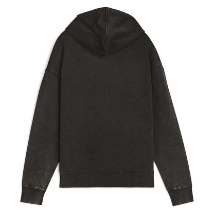 Black - Back - Puma Womens-Ladies Essentials Elevated Washed Overhead Hoodie