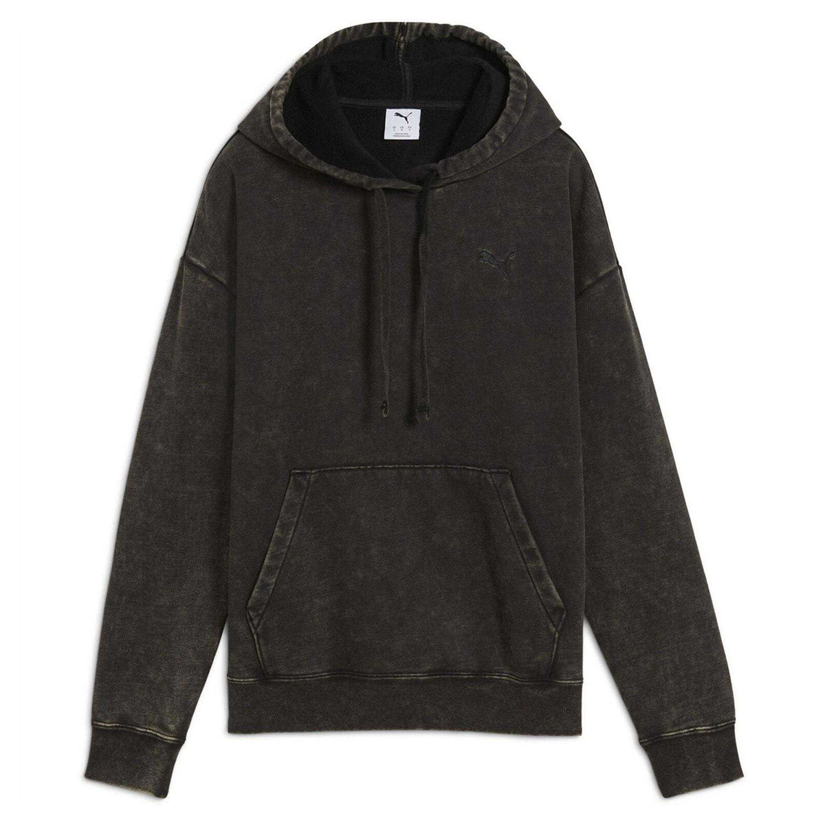 Black - Front - Puma Womens-Ladies Essentials Elevated Washed Overhead Hoodie