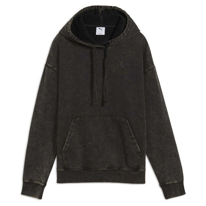 Black - Front - Puma Womens-Ladies Essentials Elevated Washed Overhead Hoodie