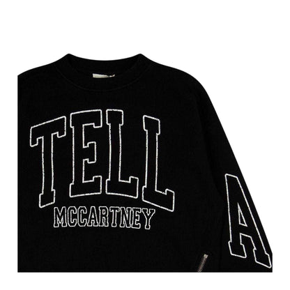 Black - Side - Stella McCartney Childrens-Kids Logo Cotton Side Zip Sweatshirt