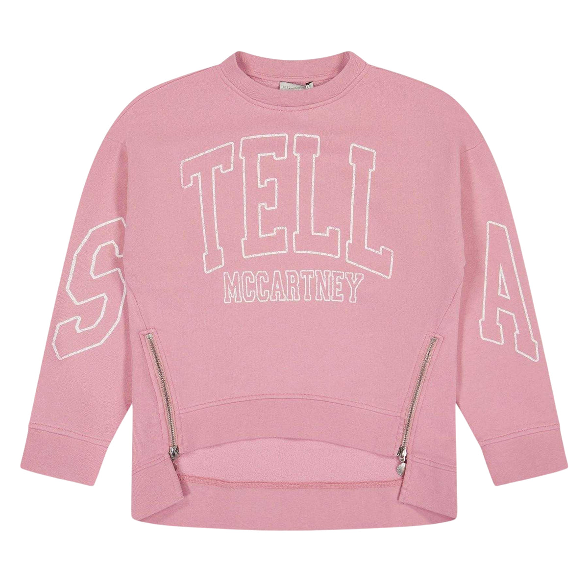Pink - Front - Stella McCartney Childrens-Kids Logo Cotton Side Zip Sweatshirt