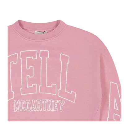 Pink - Side - Stella McCartney Childrens-Kids Logo Cotton Side Zip Sweatshirt