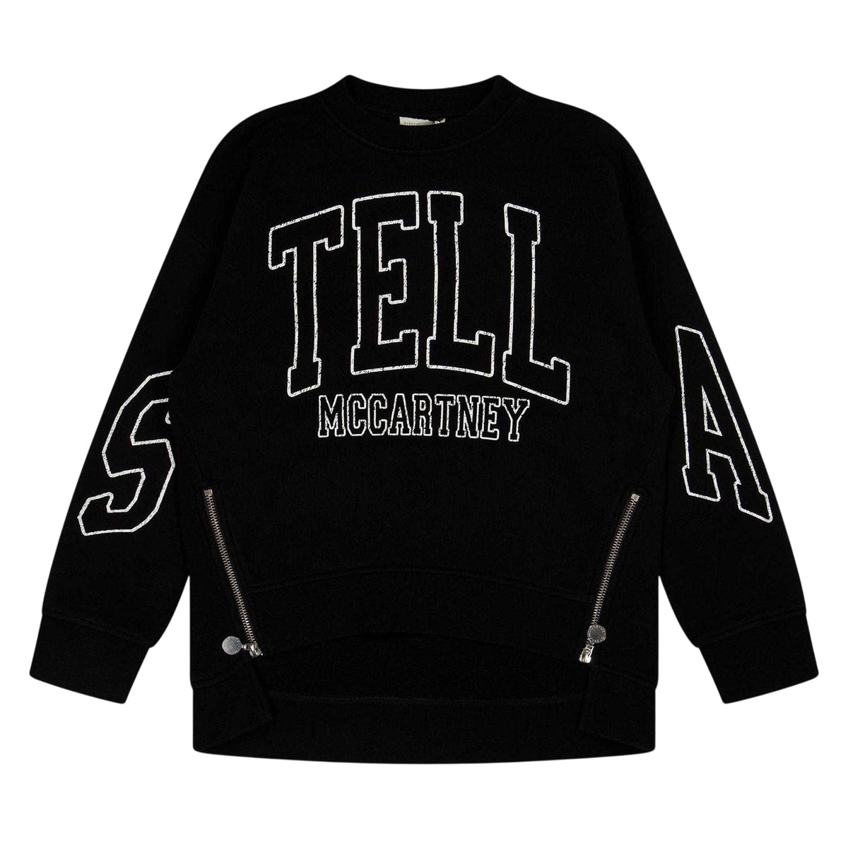 Black - Front - Stella McCartney Childrens-Kids Logo Cotton Side Zip Sweatshirt