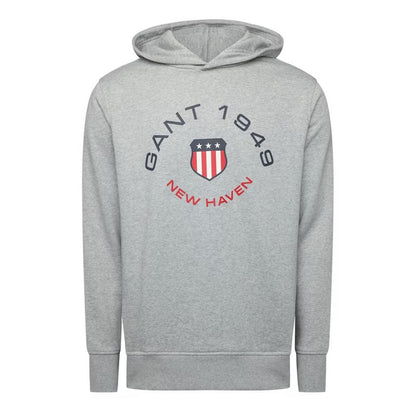 Light Grey - Front - Gant Mens 1949 Pullover Hoodie