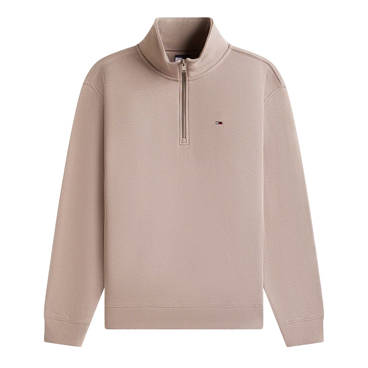 Mink - Front - Tommy Jeans Mens Fleece Quarter Zip Jumper