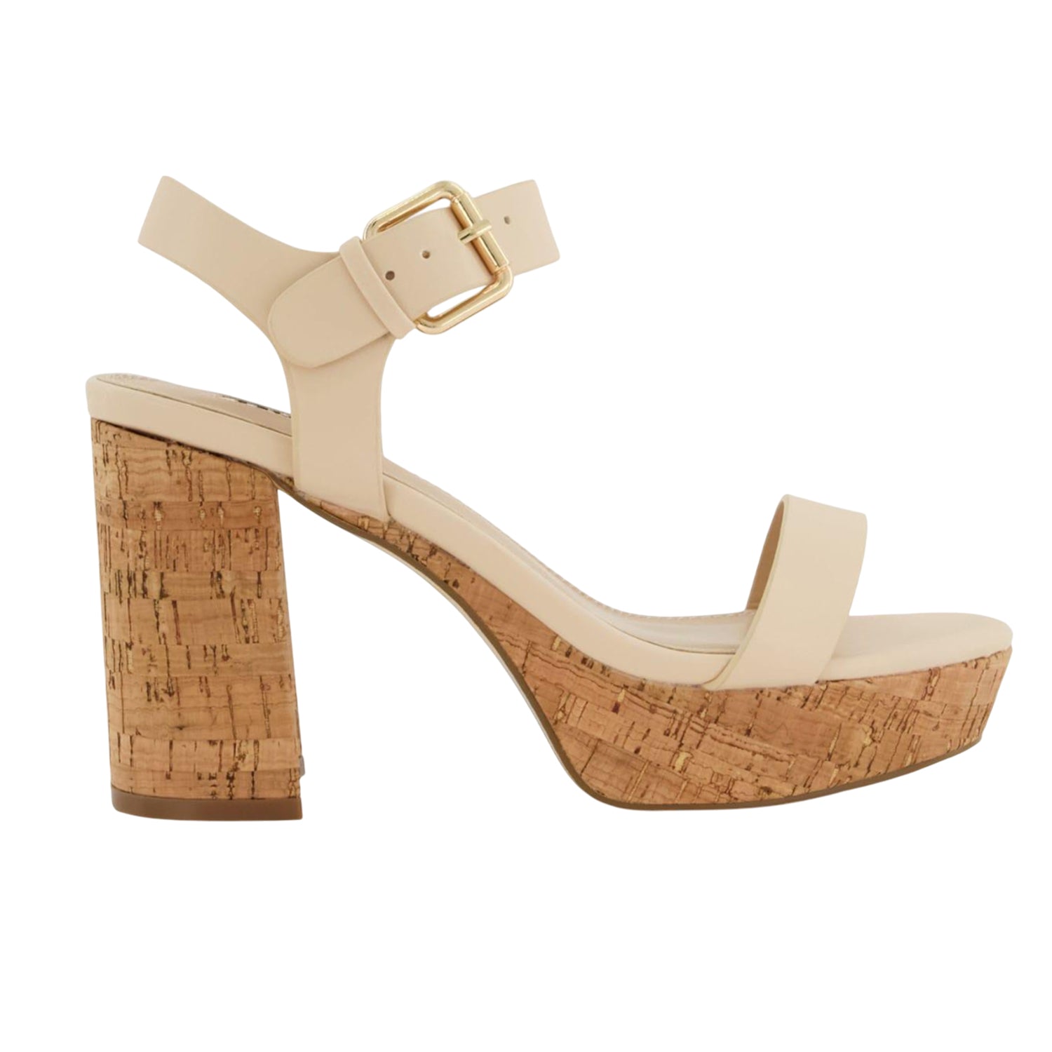 Ecru - Back - Dune London Womens-Ladies Jarell Leather Platform Block Sandals