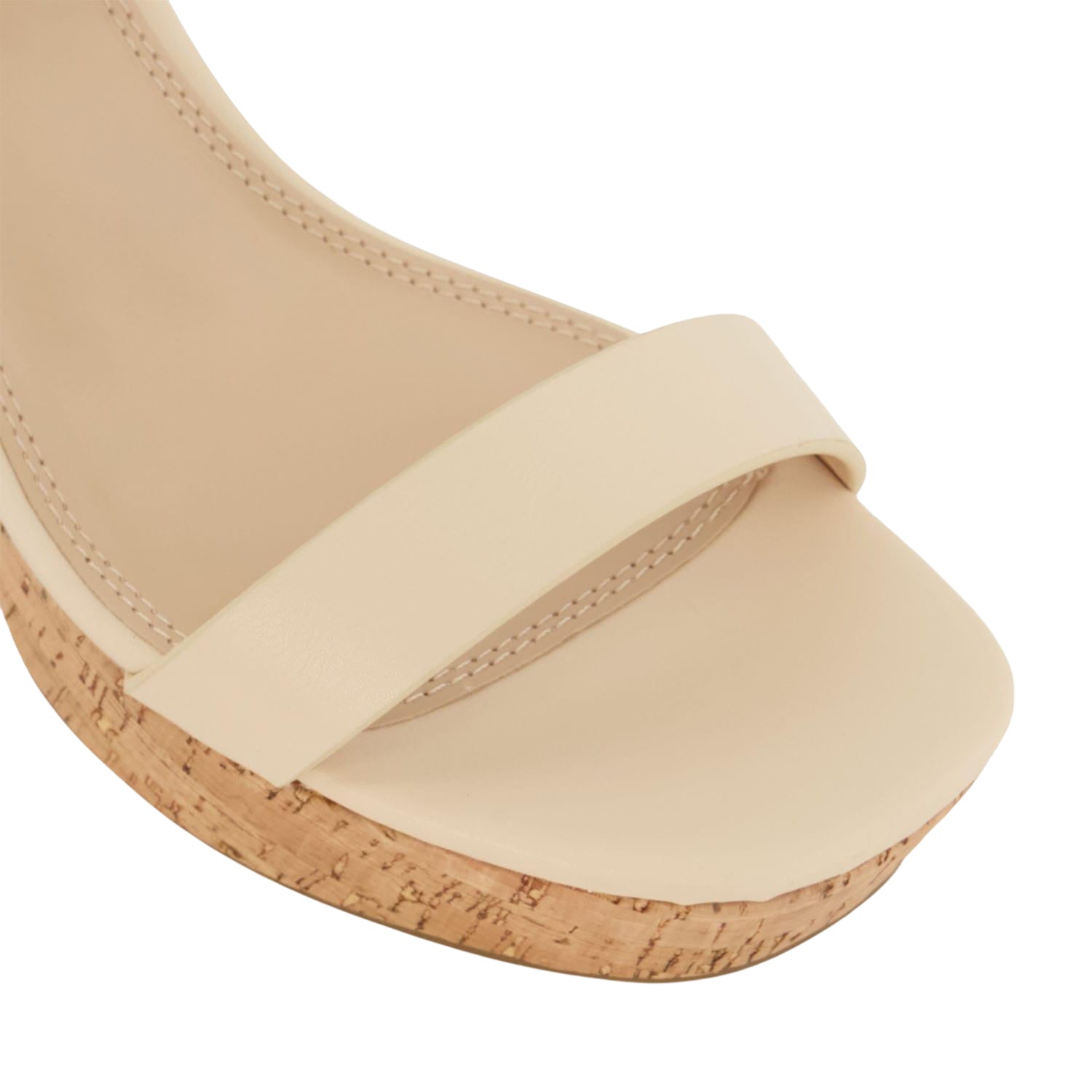 Ecru - Pack Shot - Dune London Womens-Ladies Jarell Leather Platform Block Sandals