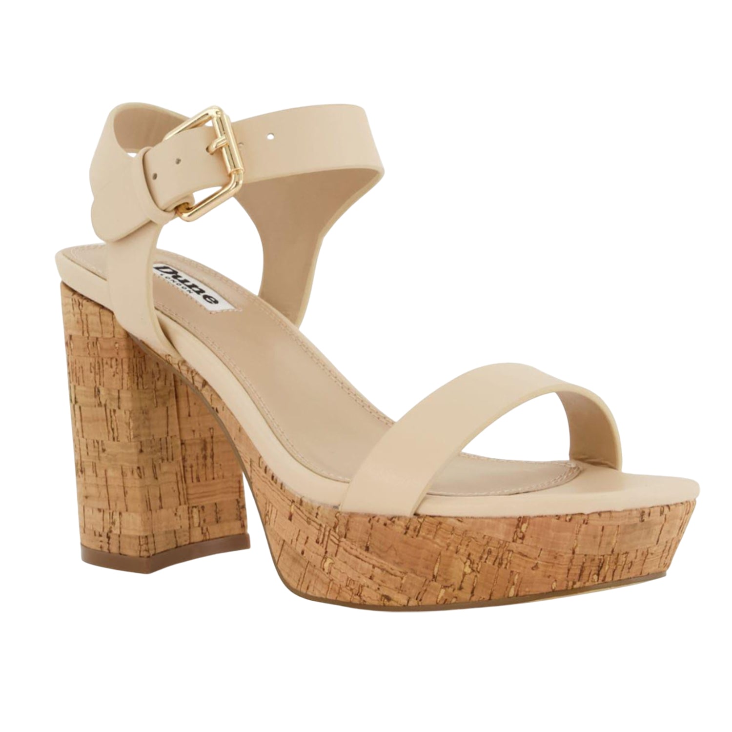 Ecru - Front - Dune London Womens-Ladies Jarell Leather Platform Block Sandals