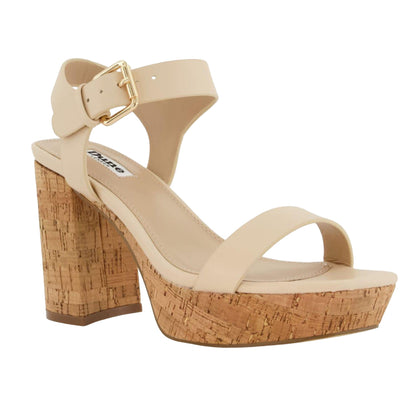 Ecru - Front - Dune London Womens-Ladies Jarell Leather Platform Block Sandals
