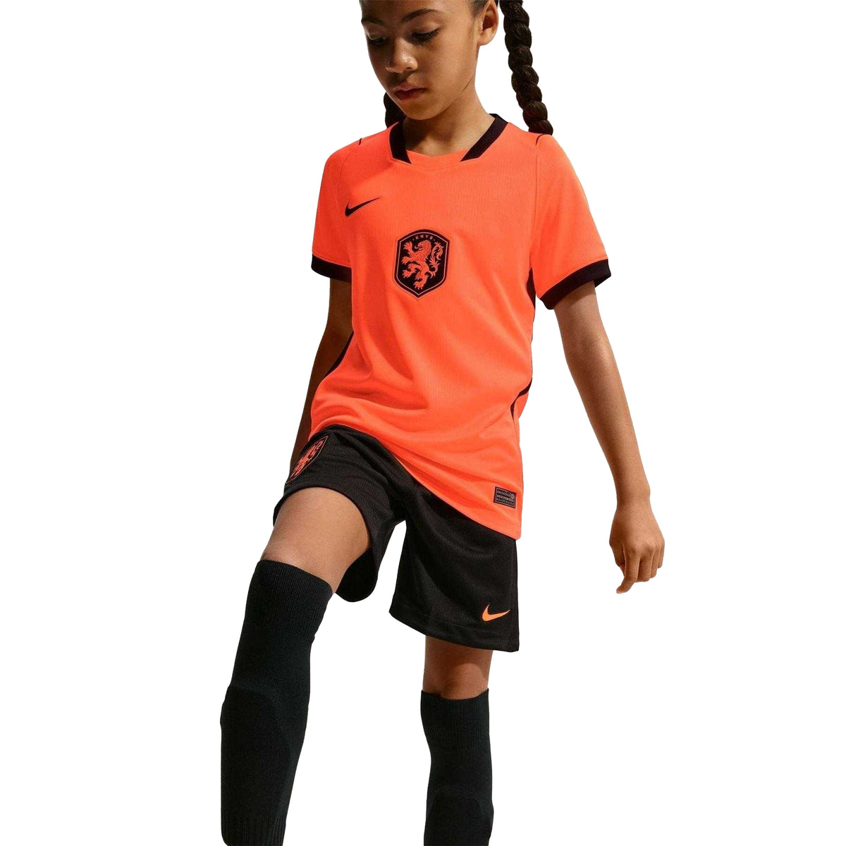 Orange-Black - Pack Shot - Nike Childrens-Kids Fifa World Cup 2026 Netherlands FC Home Shirt