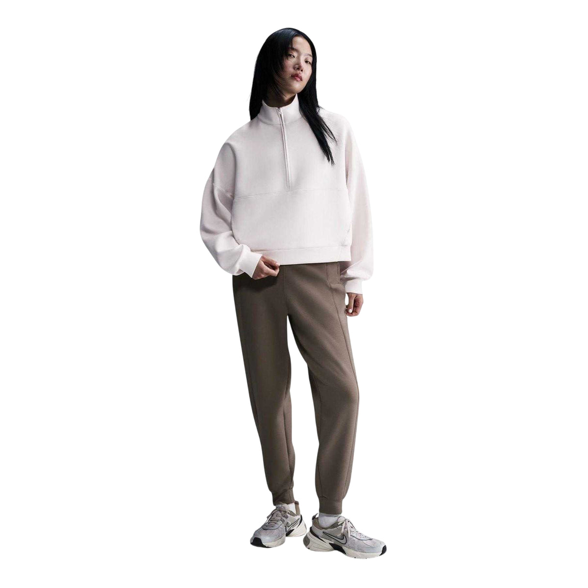 Light-Iron - Close up - Nike Womens-Ladies 24.7 Quarter Zip Oversized Sweatshirt