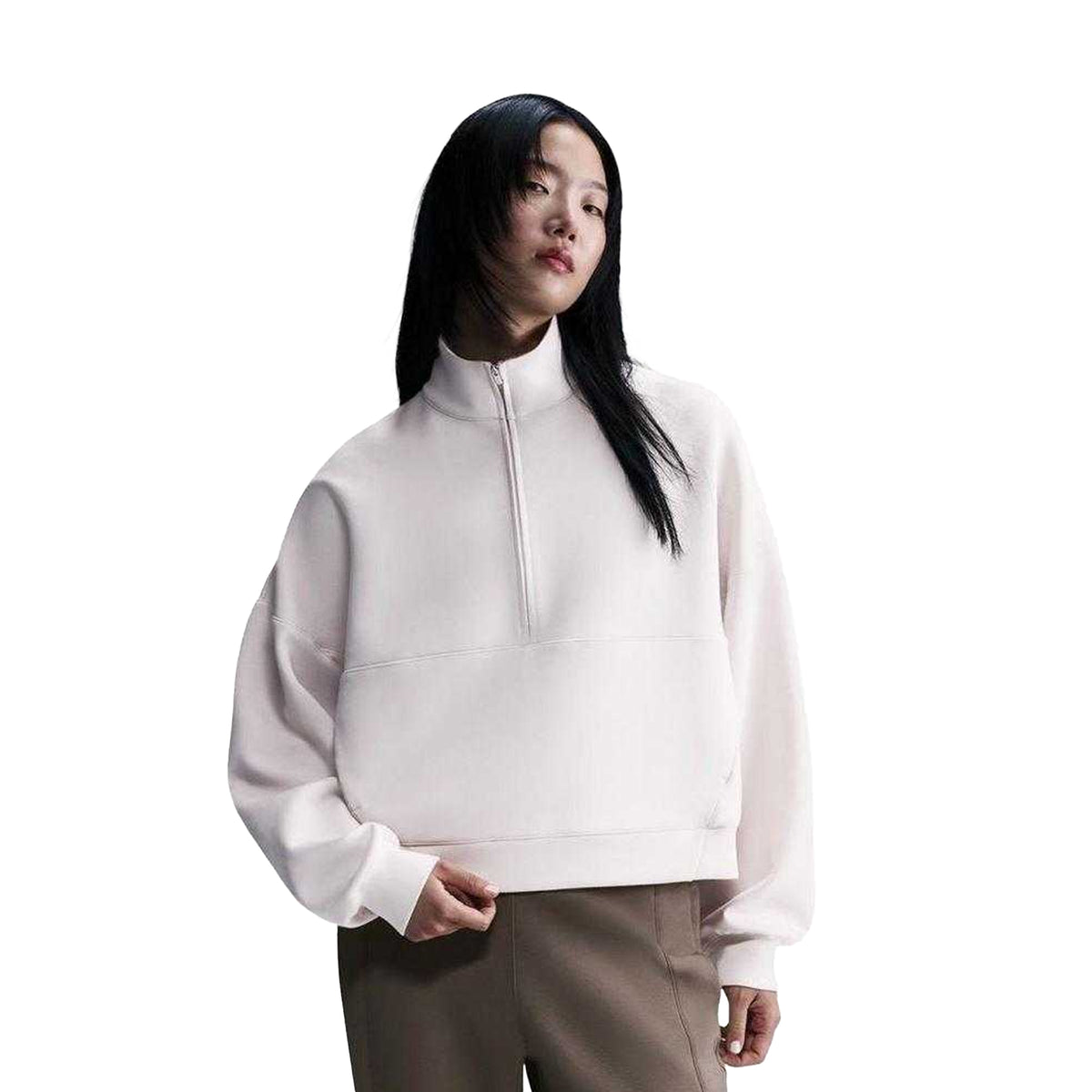 Light-Iron - Front - Nike Womens-Ladies 24.7 Quarter Zip Oversized Sweatshirt