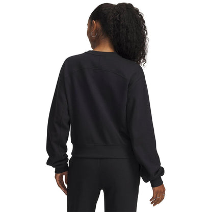 Black - Back - Under Armour Womens-Ladies Vida Icon Fleece Crop Sweatshirt