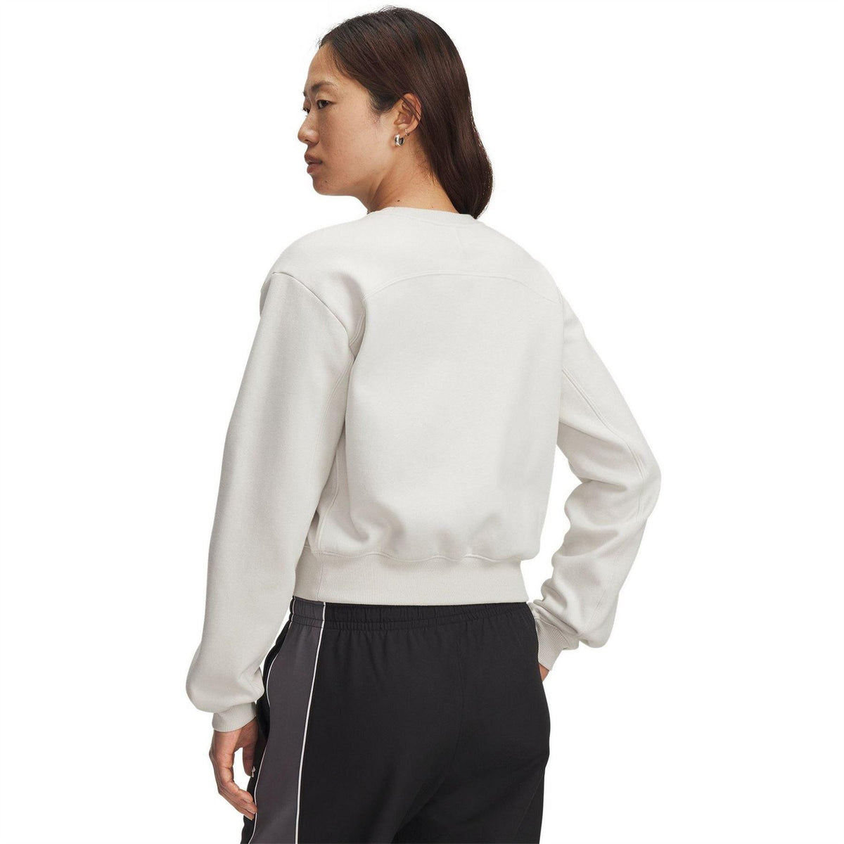 White - Back - Under Armour Womens-Ladies Vida Icon Fleece Crop Sweatshirt