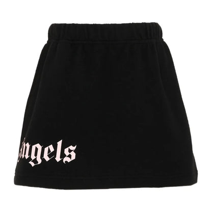 Black - Back - Palm Angels Girls Classic Oversized Logo Mini Skirt
