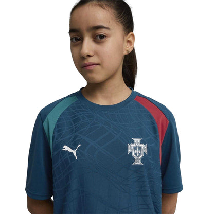 Green-Silver - Side - Puma Childrens-Kids World Cup 2026 Portugal FC Training Football Jersey