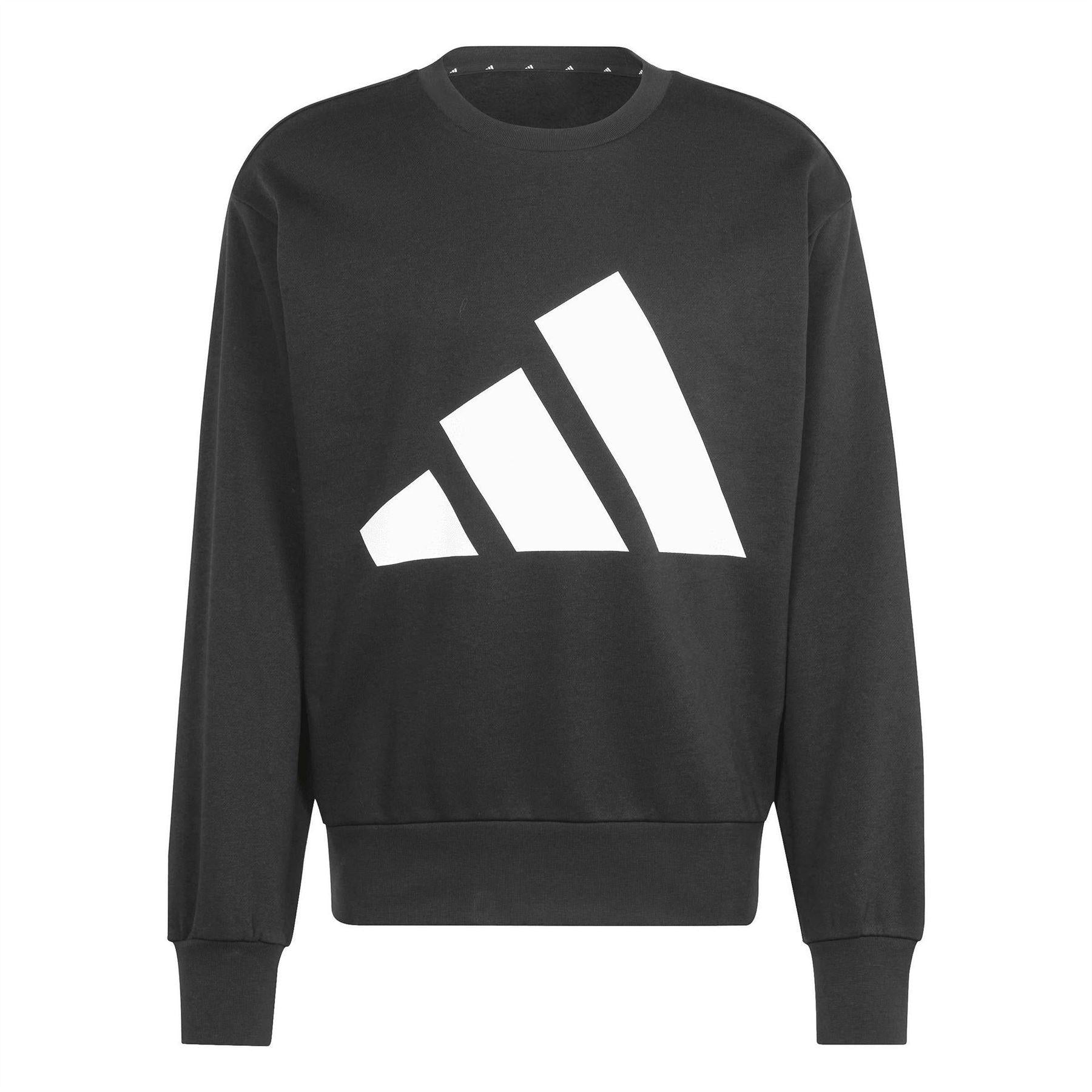Black - Front - Adidas Mens Logo Crew Neck Sweatshirt