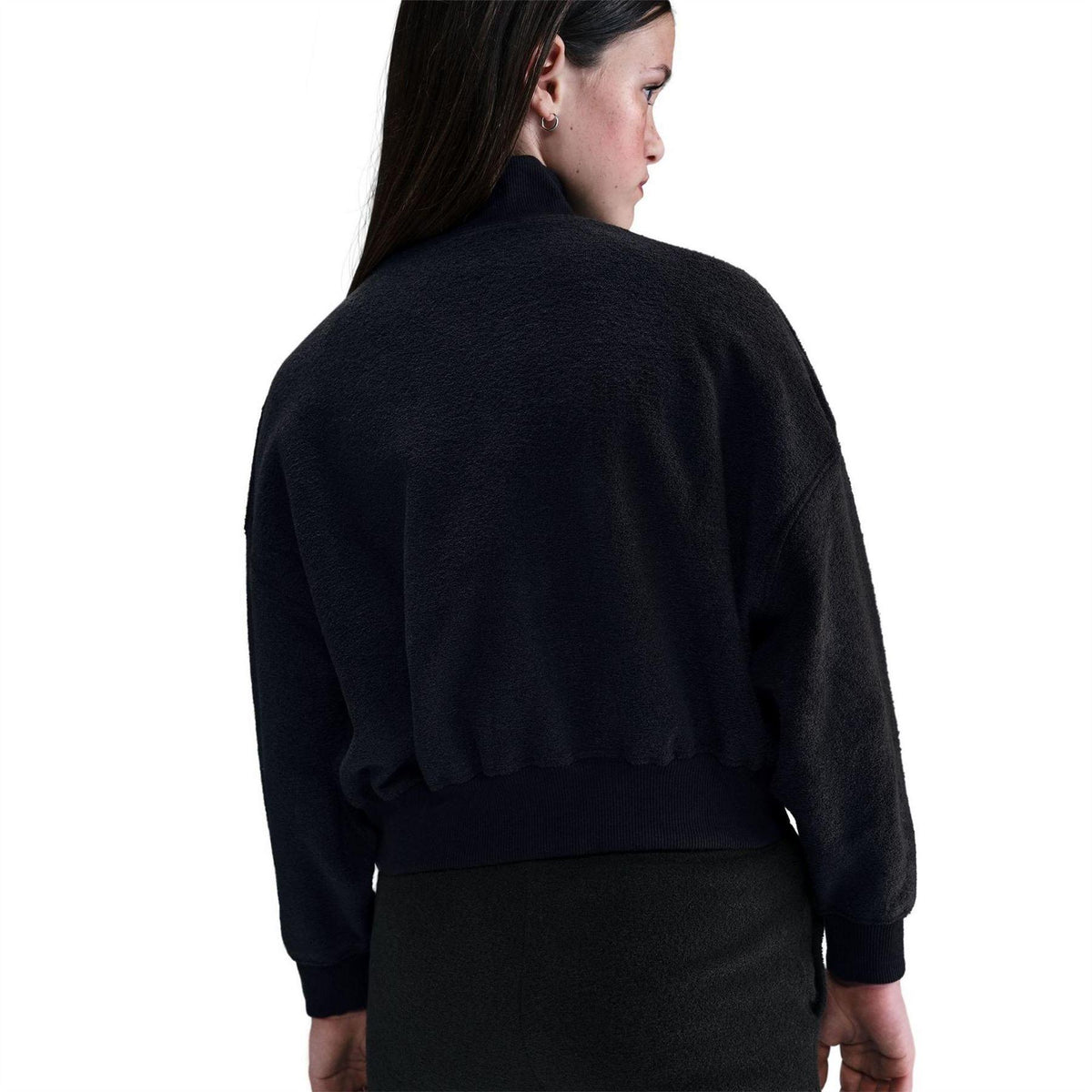 Black-White - Back - Nike Girls Fleece High Collar Sweatshirt
